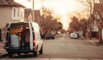 Laundry pickup and delivery service van.