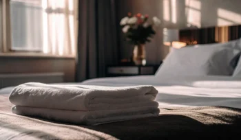 Clean, folded linens in a healthcare setting.