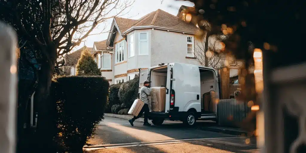Deer Park laundry pickup and delivery van.