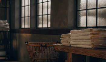 Stack of fresh, clean towels from a professional towel laundry service in Bayville.