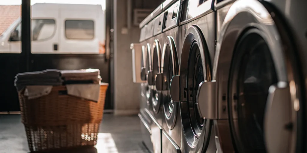 Industrial washing machines at the best commercial laundry service in West Hills.