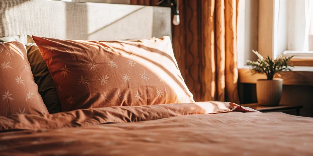 A clean, fluffy comforter on a bed after professional cleaning in East Williston.