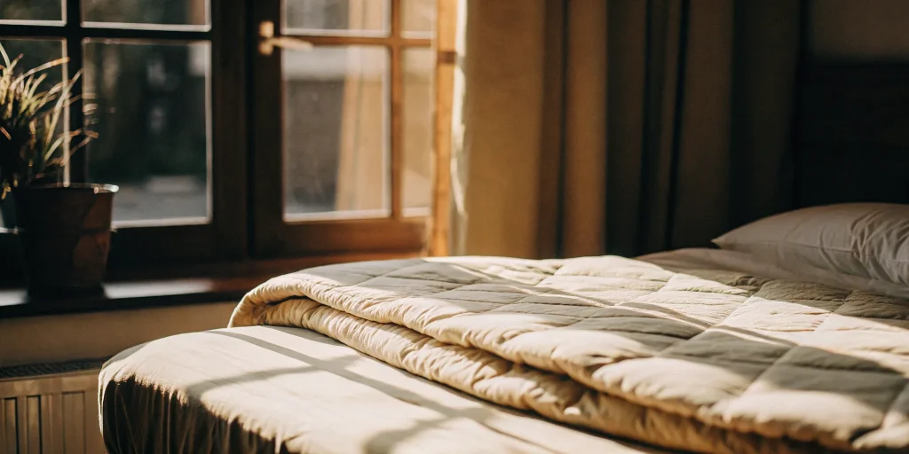 A fresh, clean comforter after professional comforter cleaning in Deer Park.