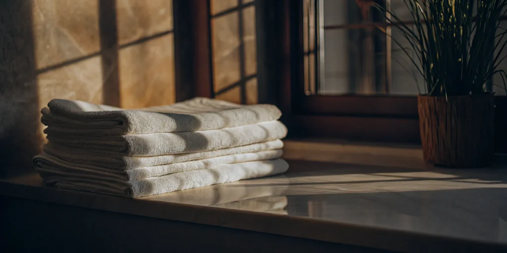 Freshly laundered healthcare linen for a medical facility in Garden City.