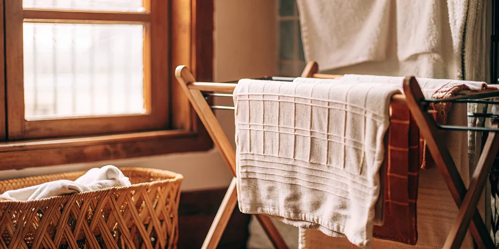 Professionally cleaned comforter drying before delivery in Cold Spring Hills.